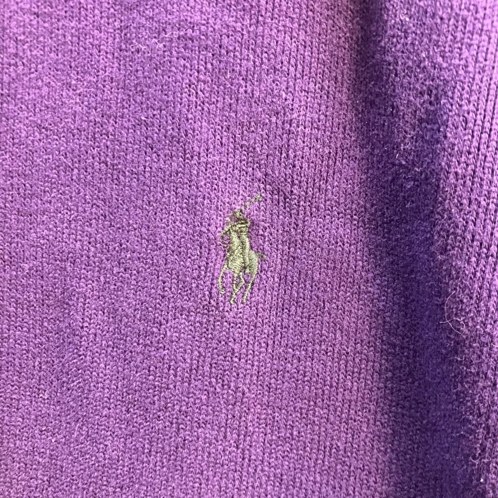 Polo‎ Ralph Lauren Mens XL Purple Cotton Quarter Zip Pullover Sweater Green Logo